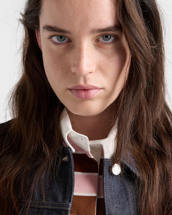 Camiseta de manga larga en algodón lisle con estampado bayadere - Alabastro/Tabaco Camiseta de manga larga en algodón lisle con estampado bayadere - Alabastro/Tabaco