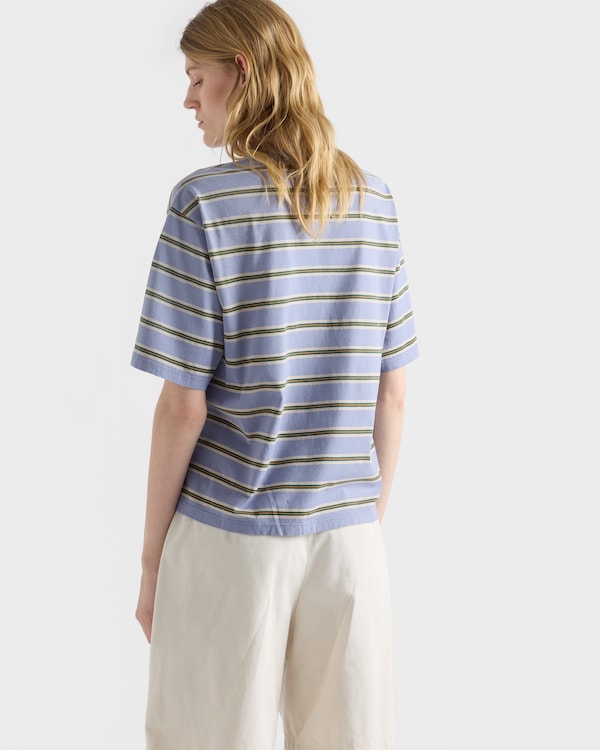 Striped cotton jersey T-shirt - Periwinkle/Lime Striped cotton jersey T-shirt - Periwinkle/Lime