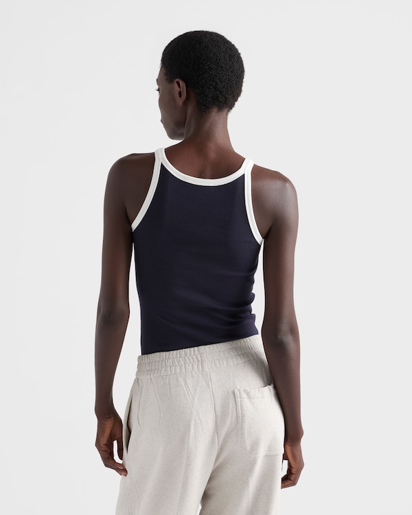 Ribbed knit tank top - Blue/White Ribbed knit tank top - Blue/White