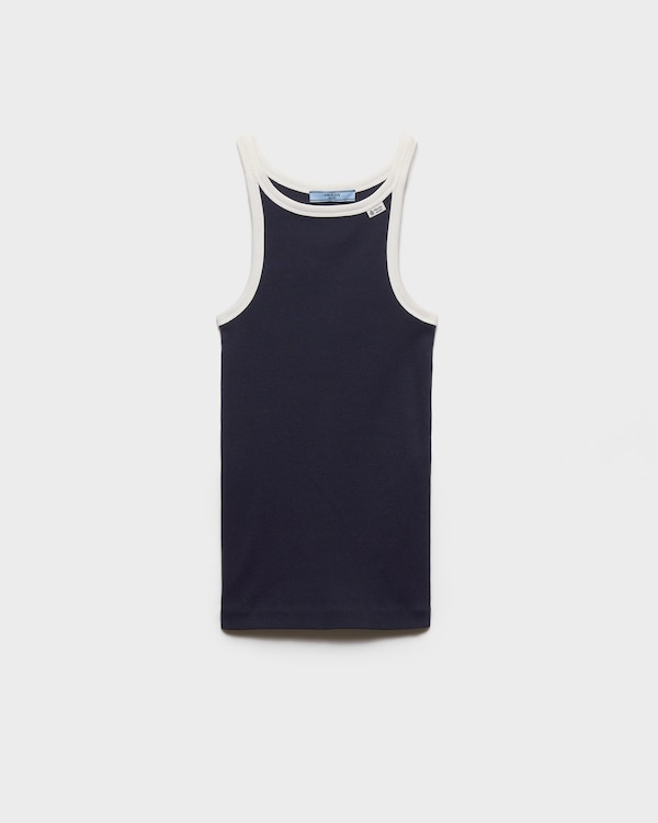 Ribbed knit tank top - Blue/White Ribbed knit tank top - Blue/White