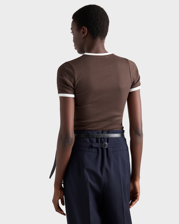 Ribbed knit top - Ebony/White Ribbed knit top - Ebony/White