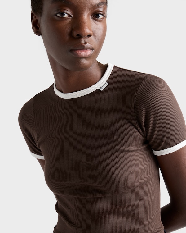 Ribbed knit top - Ebony/White Ribbed knit top - Ebony/White