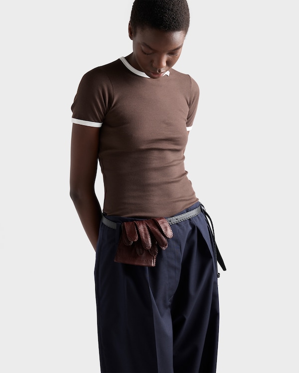 Ribbed knit top - Ebony/White Ribbed knit top - Ebony/White