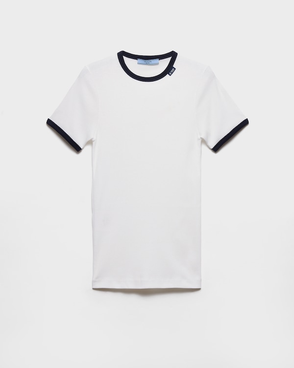 Ribbed knit top - White/Blue Ribbed knit top - White/Blue