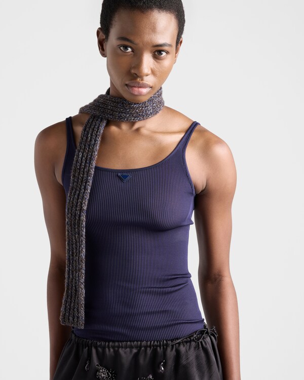 Ribbed knit silk tank top - Baltic Blue Ribbed knit silk tank top - Baltic Blue