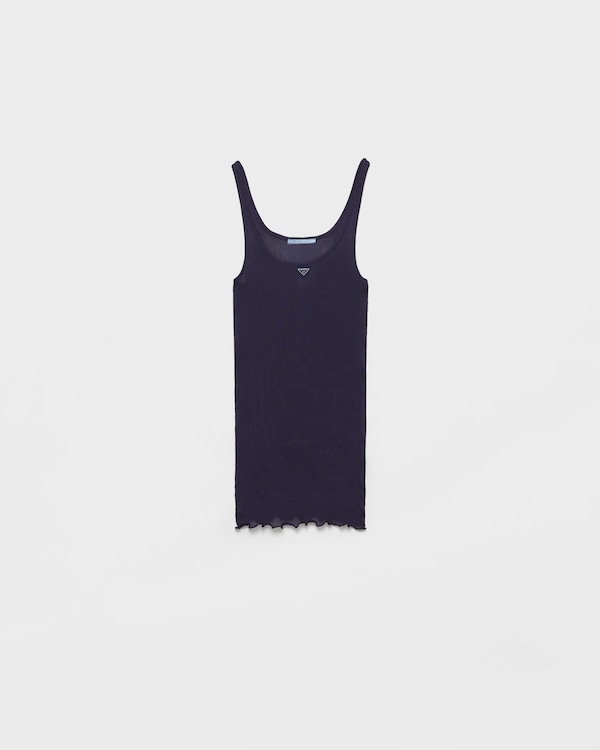 Ribbed knit silk tank top - Baltic Blue Ribbed knit silk tank top - Baltic Blue