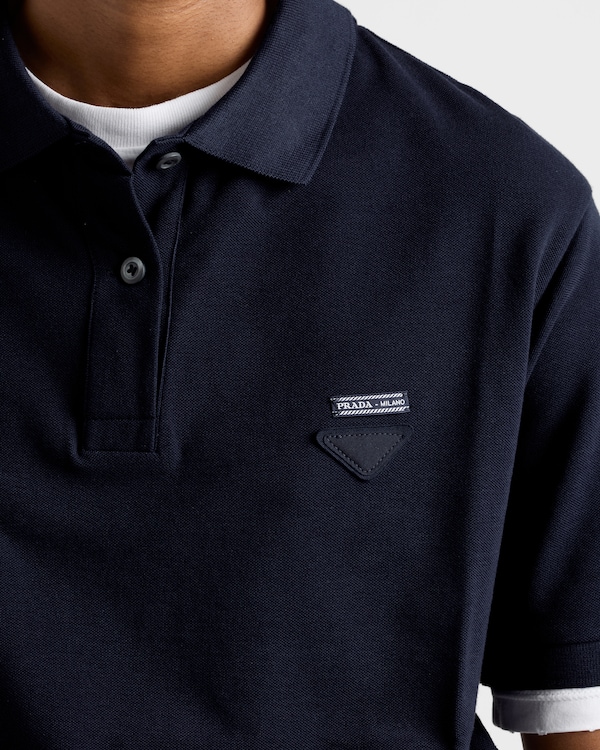 Piqué and jersey polo shirt - Navy Piqué and jersey polo shirt - Navy