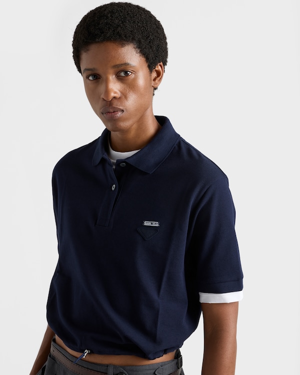 Piqué and jersey polo shirt - Navy Piqué and jersey polo shirt - Navy