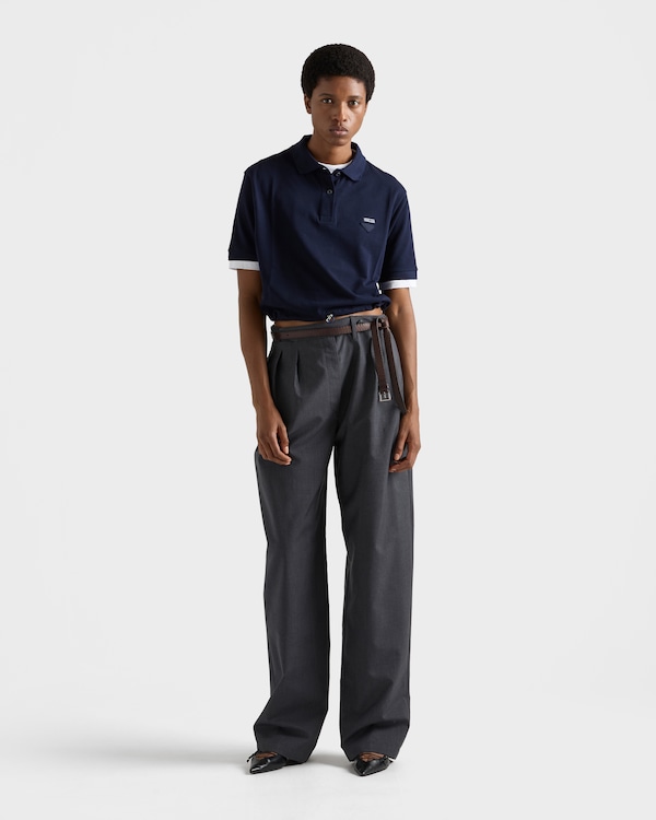 Piqué and jersey polo shirt - Navy Piqué and jersey polo shirt - Navy