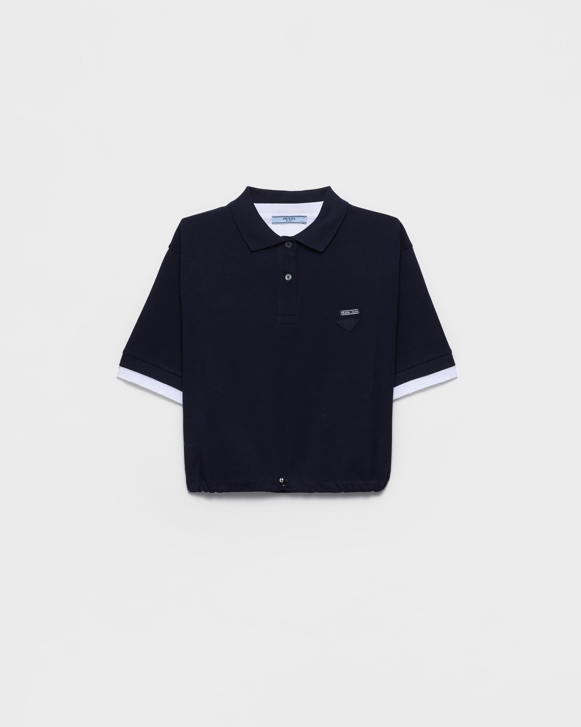 Navy Piqué And Jersey Polo Shirt | PRADA - Japan