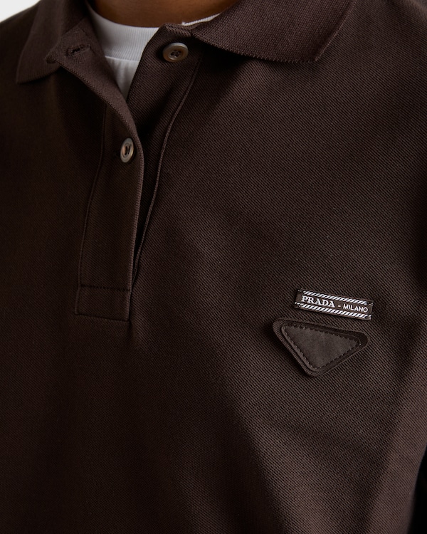 Piqué and jersey polo shirt - Ebony Piqué and jersey polo shirt - Ebony