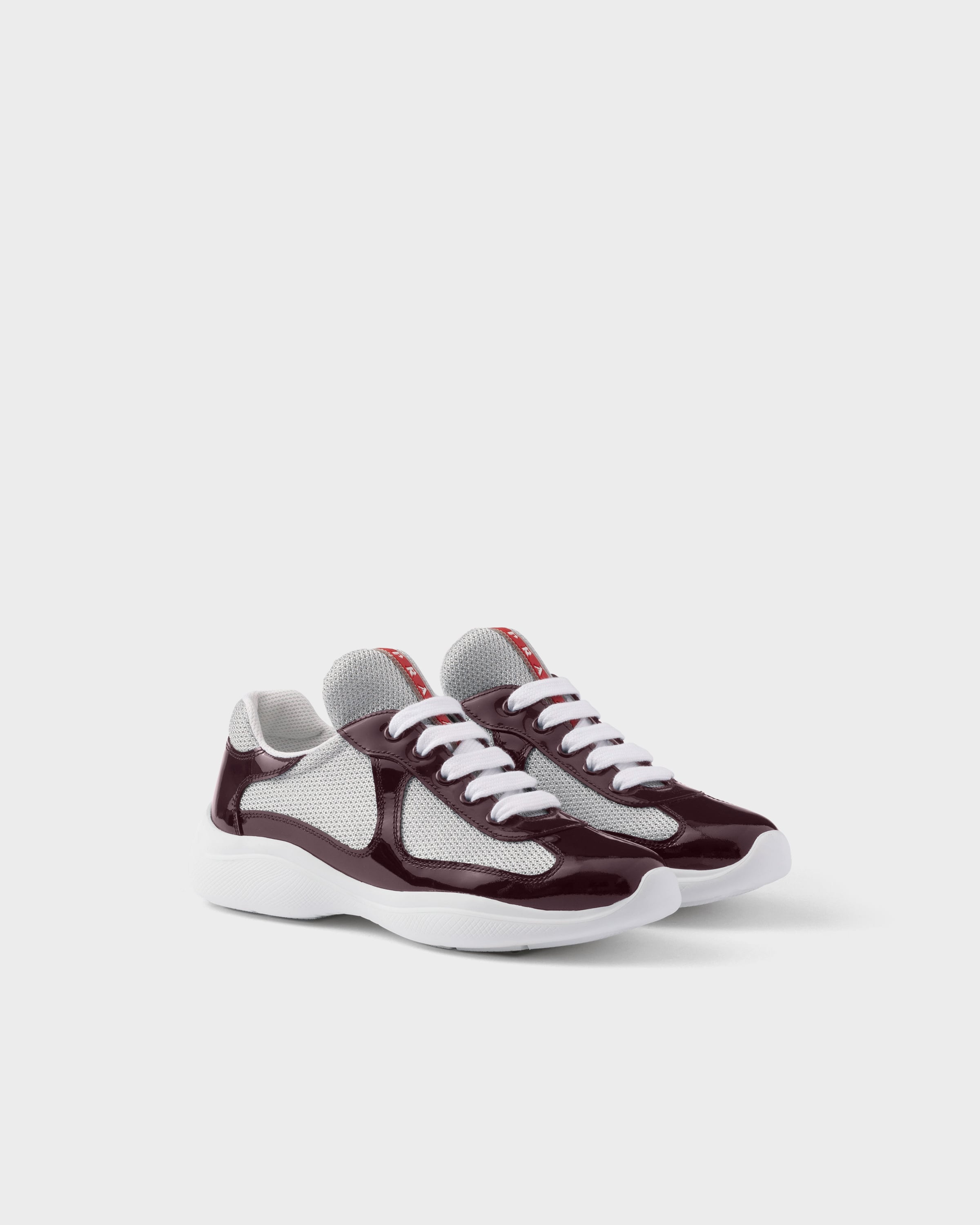 Burgundy Prada America's Cup biker fabric sneakers | PRADA
