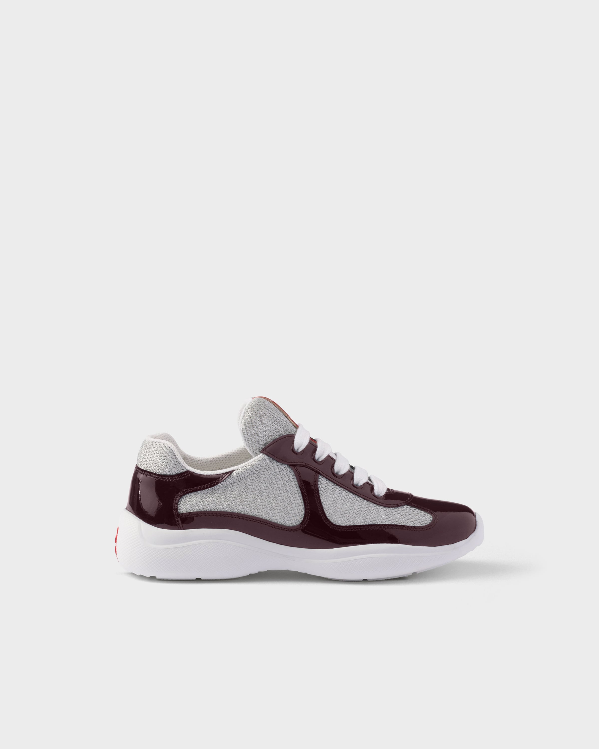 Burgundy Prada America's Cup biker fabric sneakers | PRADA