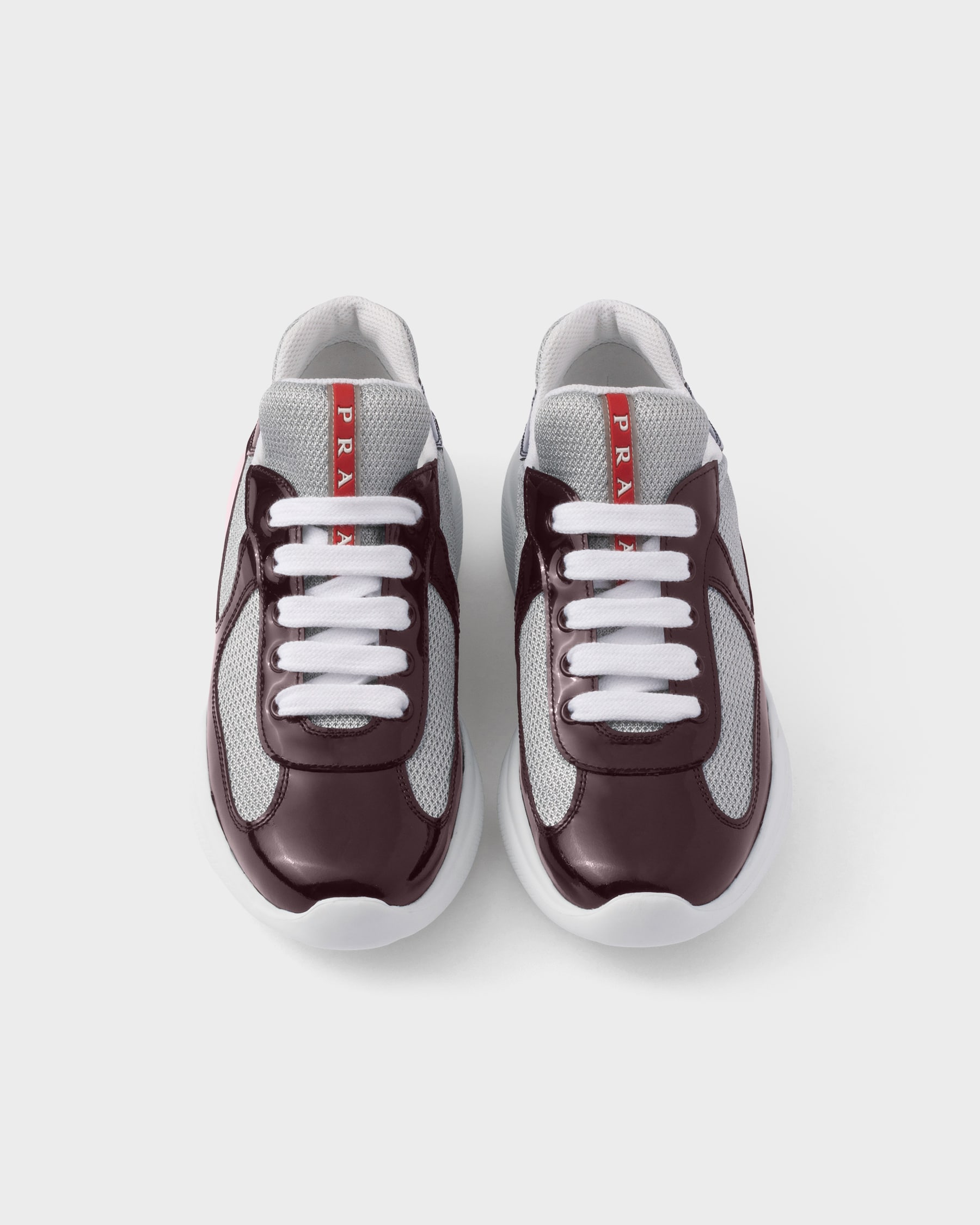 Burgundy Prada America's Cup Biker Fabric Sneakers | PRADA - United States