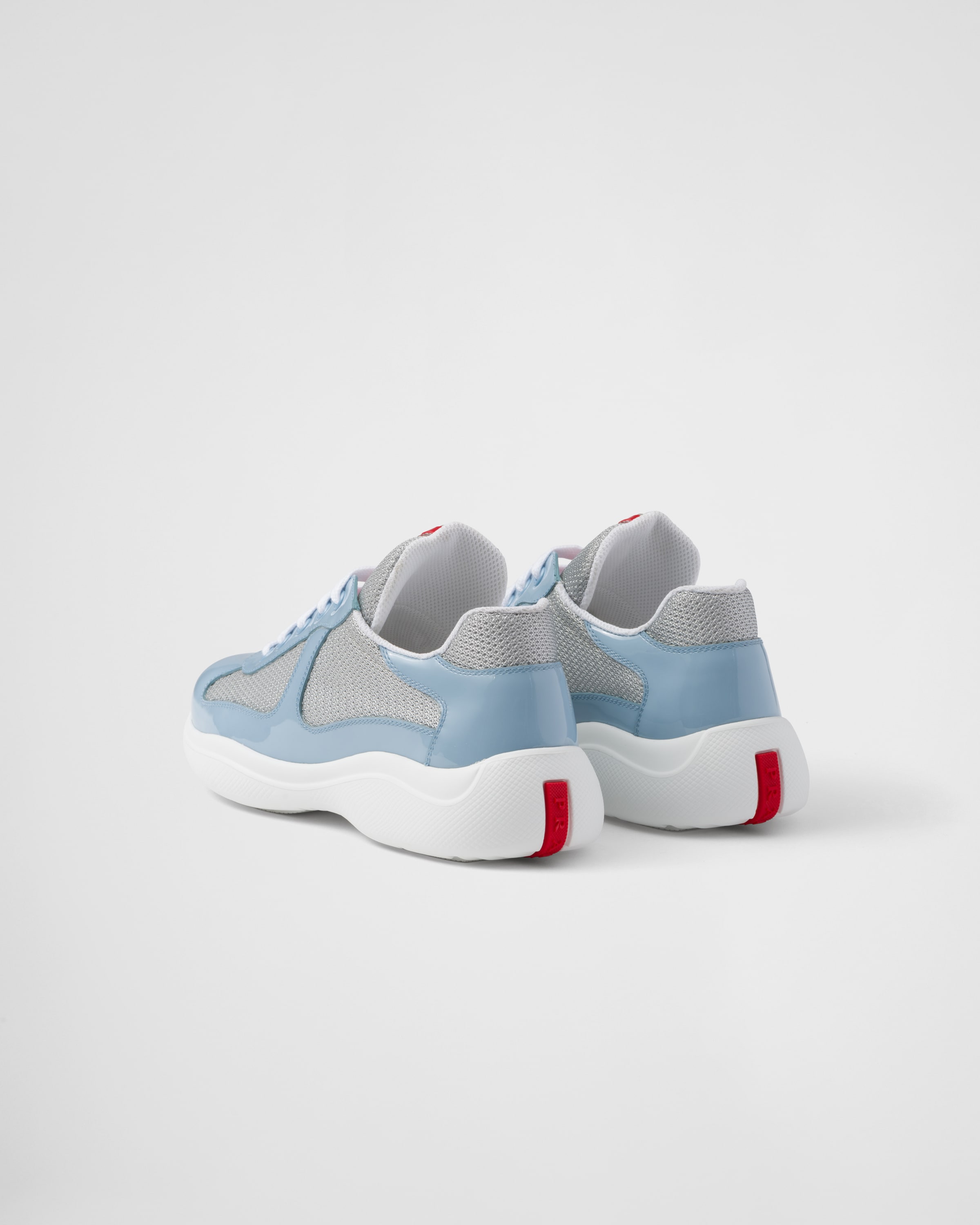 Shop Prada America's Cup Biker Fabric Sneakers In Light Blue