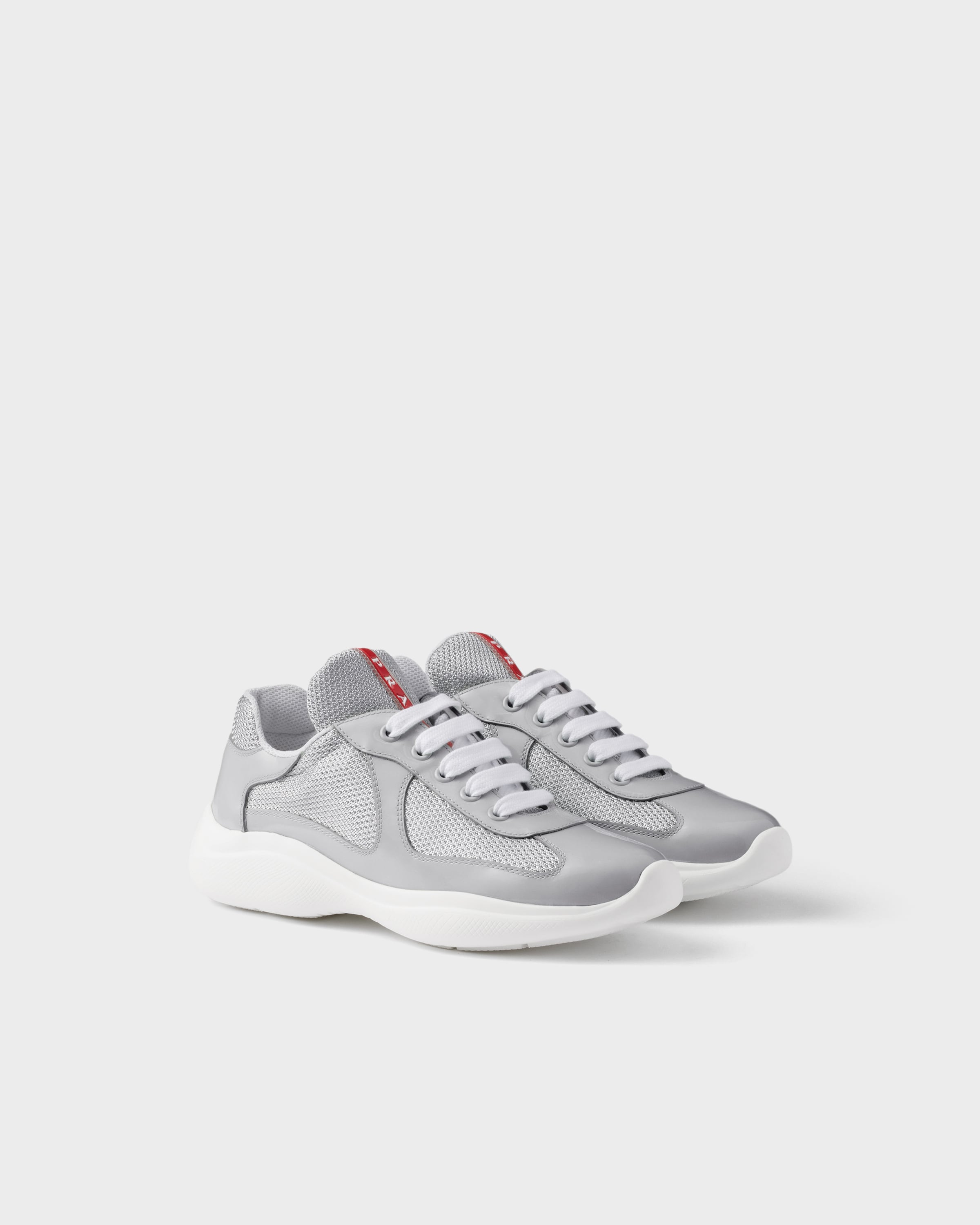 Pearl Gray Prada America's Cup biker fabric sneakers | PRADA