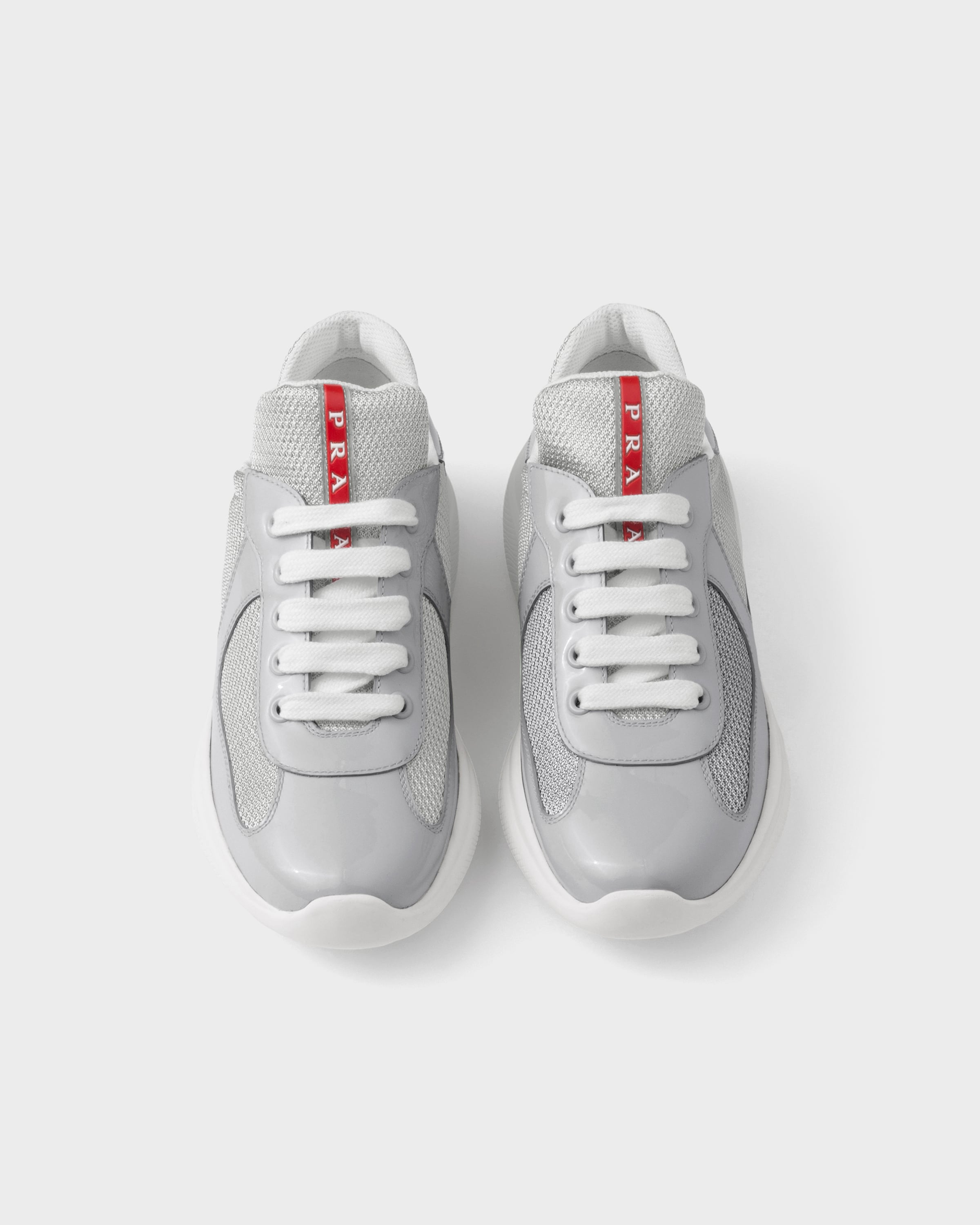Pearl Gray Prada America's Cup biker fabric sneakers | PRADA