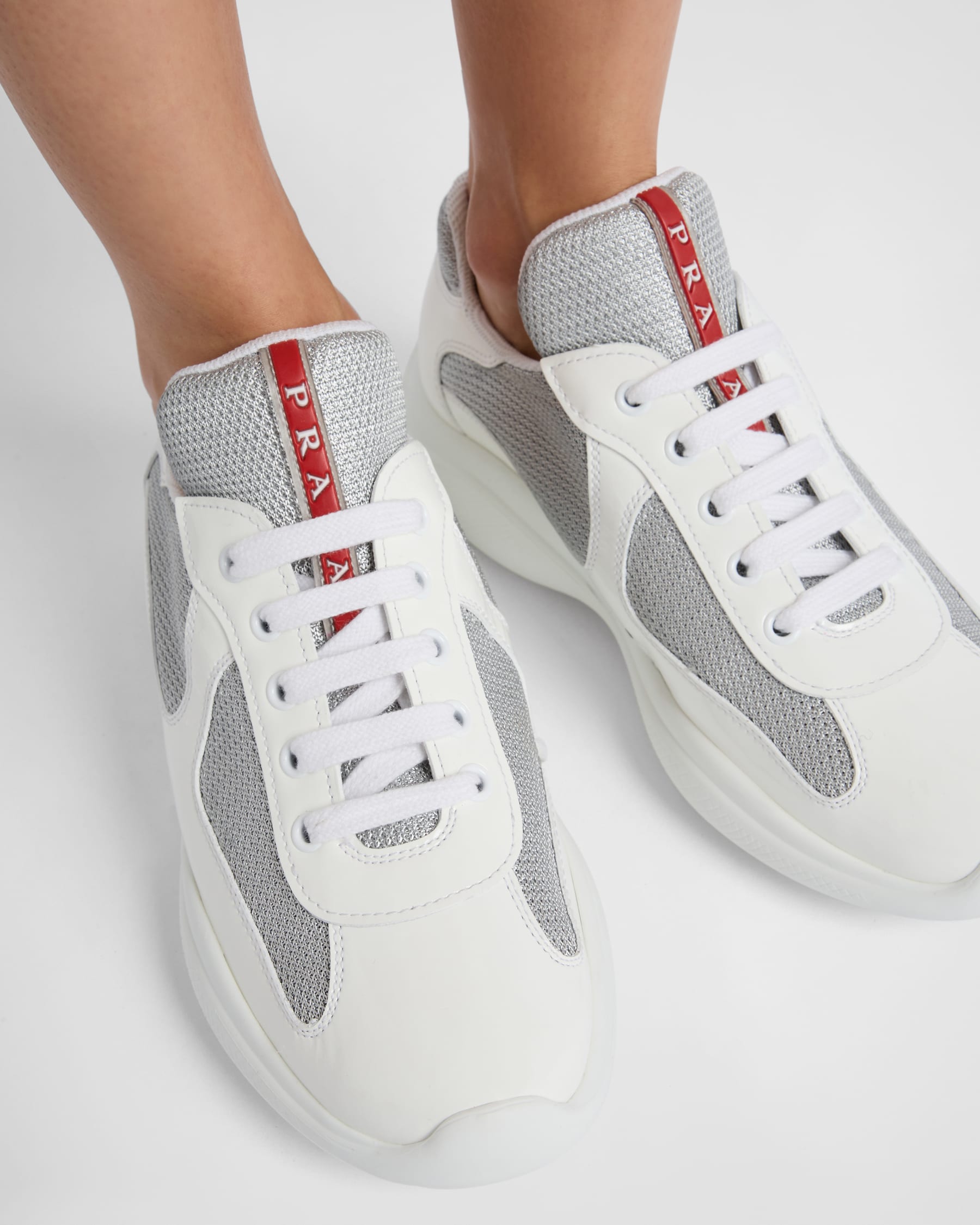Prada White Fabric Athletic Sneakers