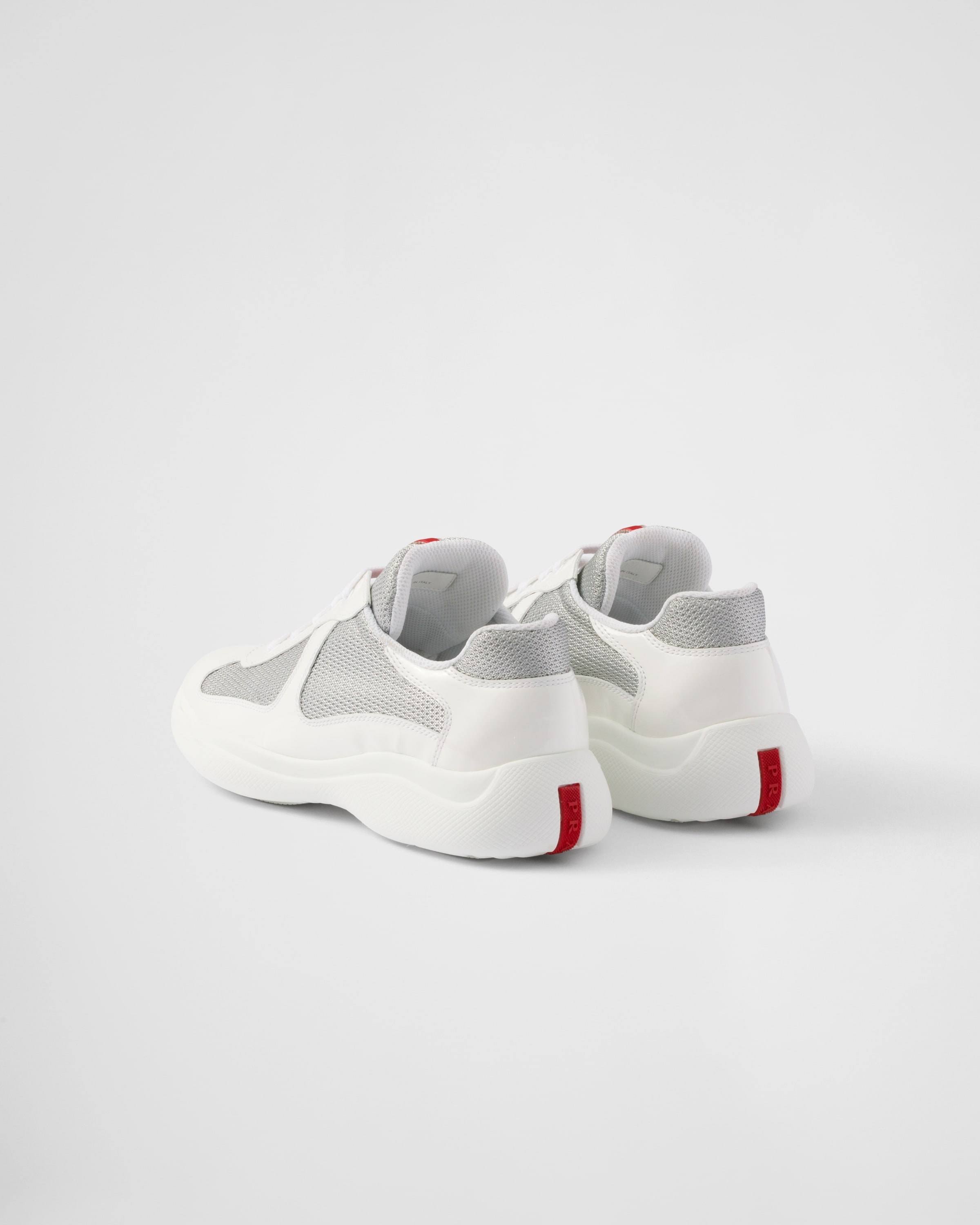 Womens silver prada sneakers sales