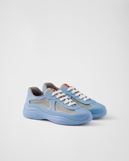 Light Blue Prada America's Cup Soft rubber and bike fabric sneakers | Prada