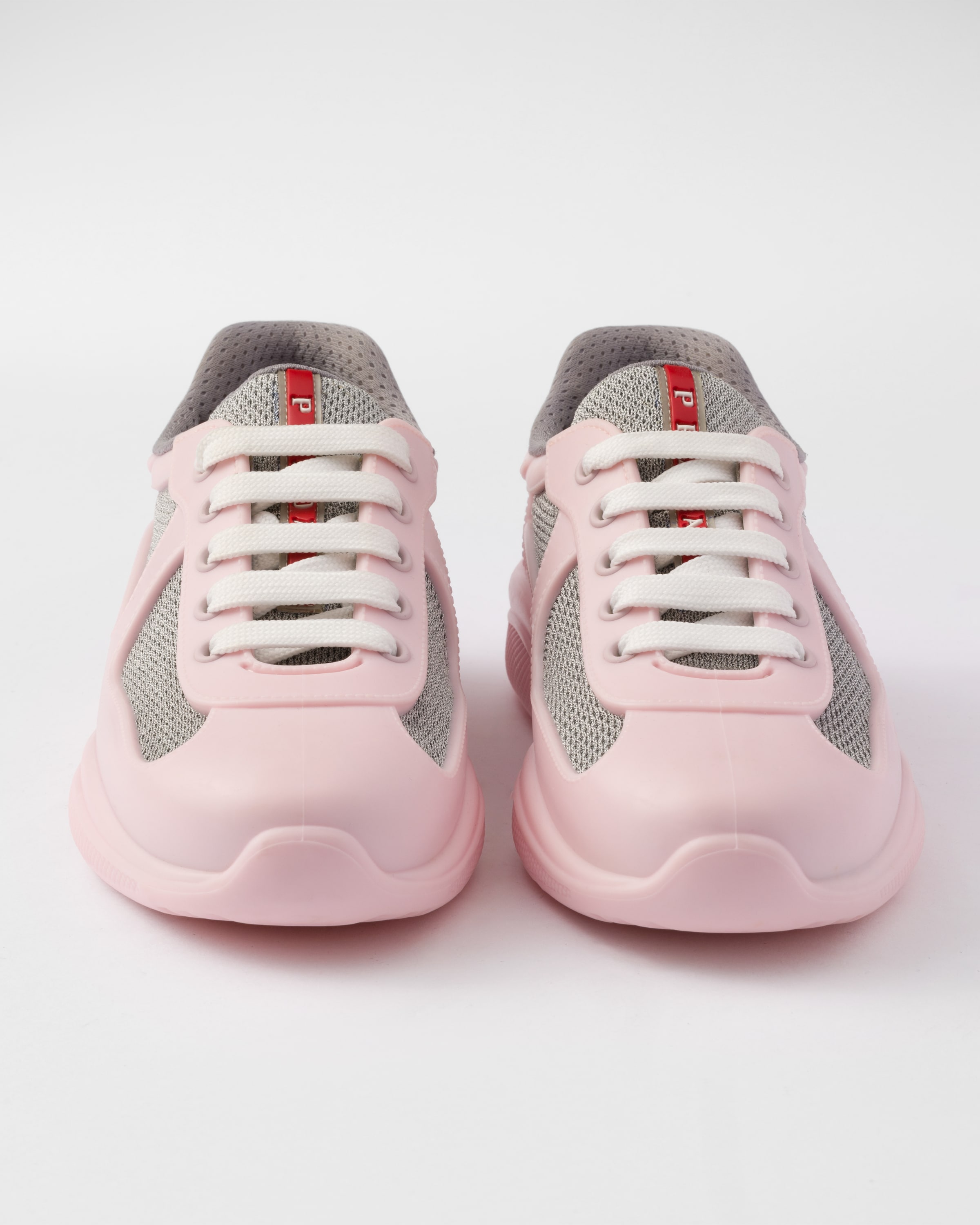 Alabaster Pink Prada America's Cup Soft rubber and bike fabric sneakers |  Prada