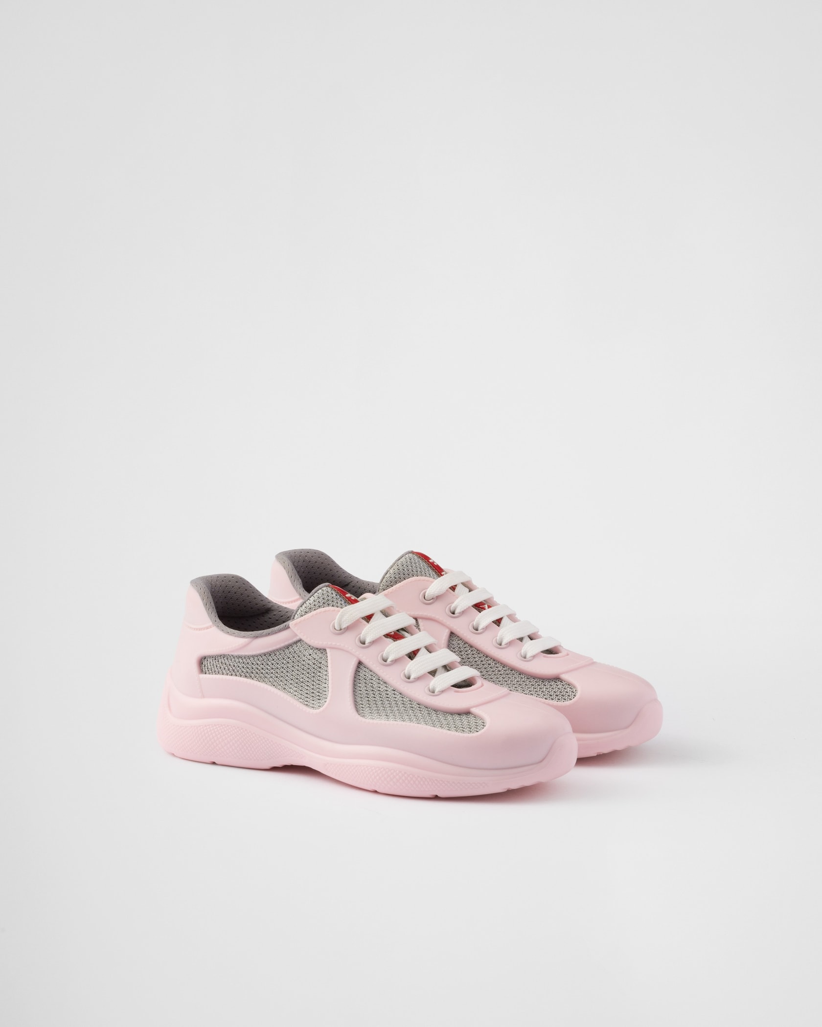 Alabaster Pink Prada America's Cup Soft Rubber And Bike Fabric Sneakers