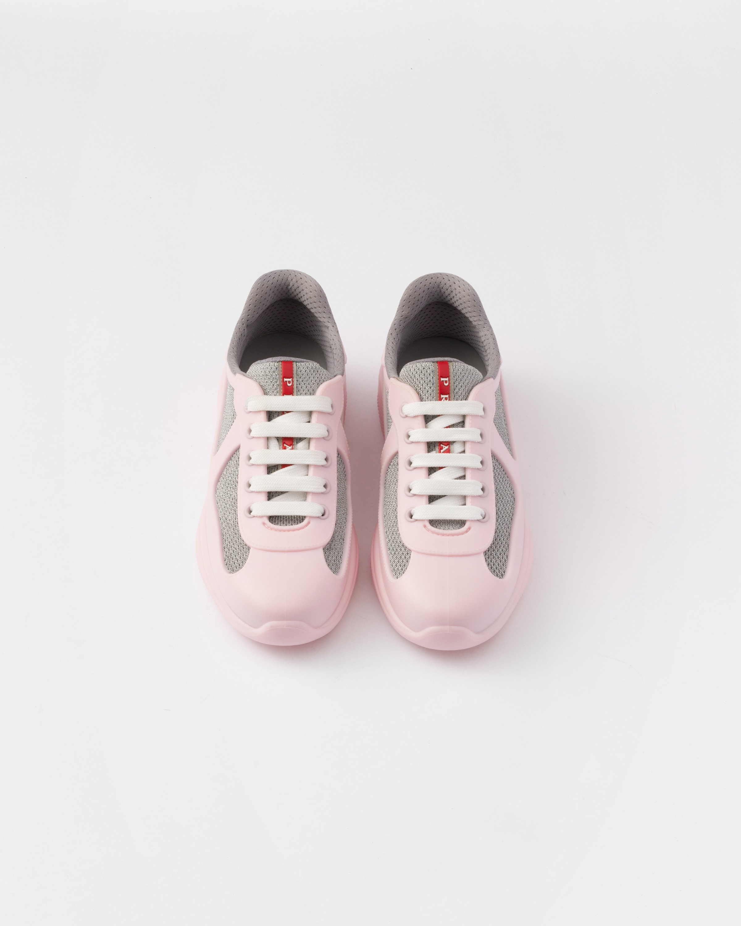 Alabaster Pink Prada America's Cup Soft rubber and bike fabric sneakers ...