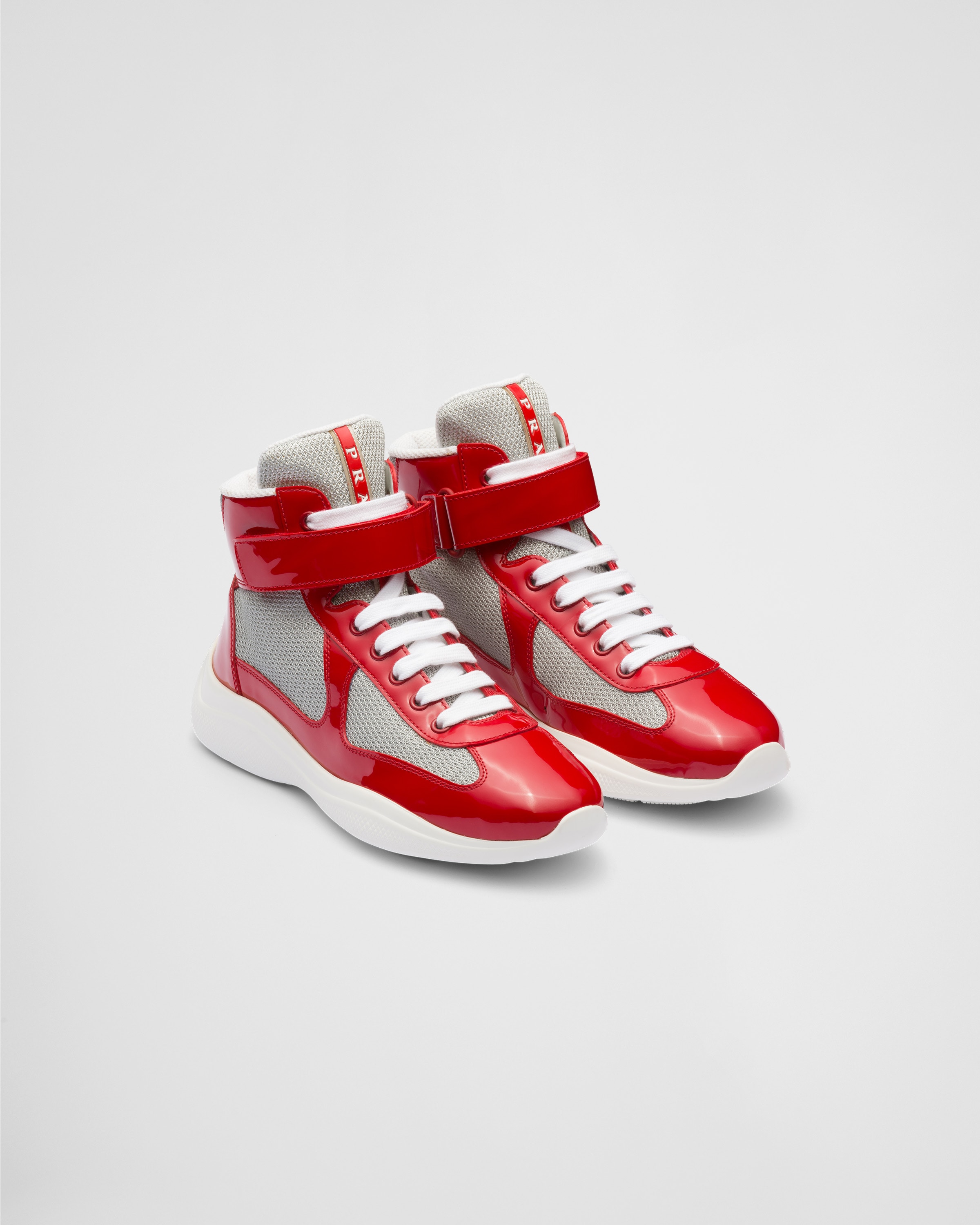 Red Prada America's Cup High-top Sneakers | PRADA