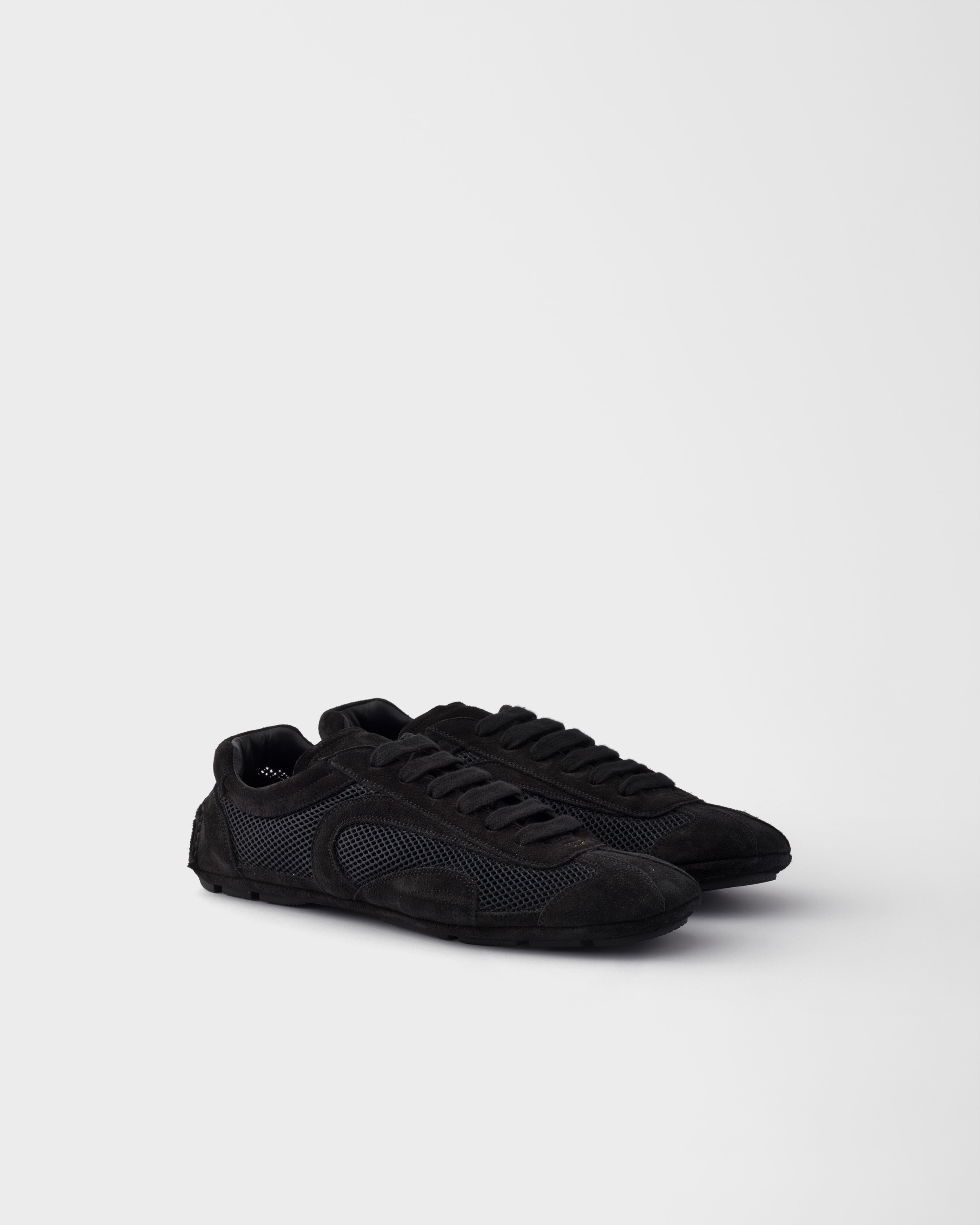 Black Montecarlo Re-Edition 2005 suede and mesh sneakers | PRADA