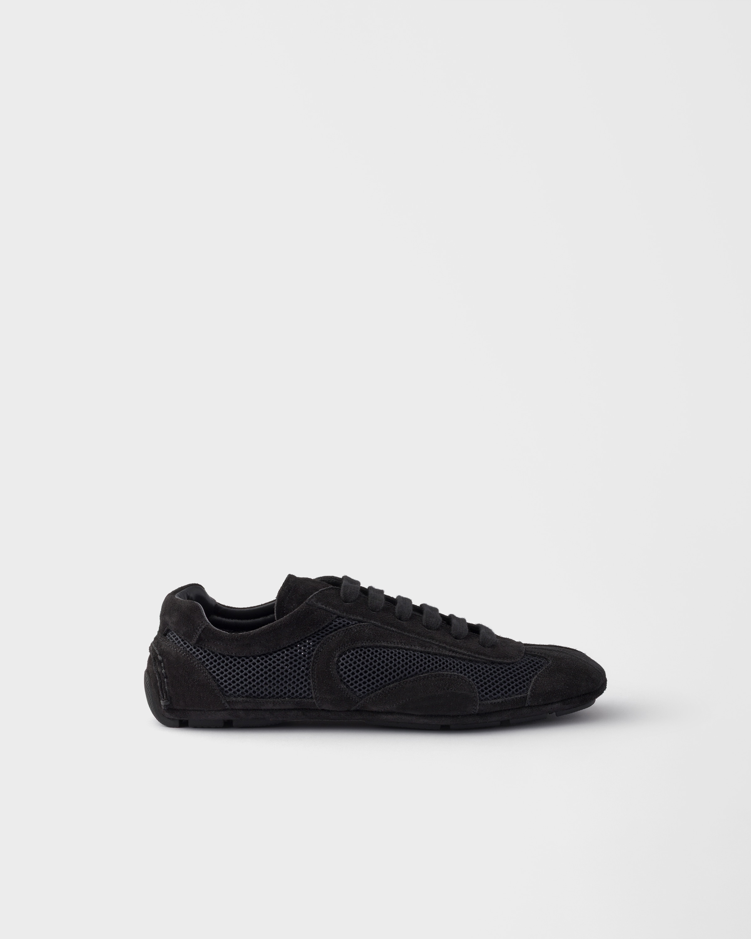 Black Montecarlo Re-Edition 2005 suede and mesh sneakers | PRADA