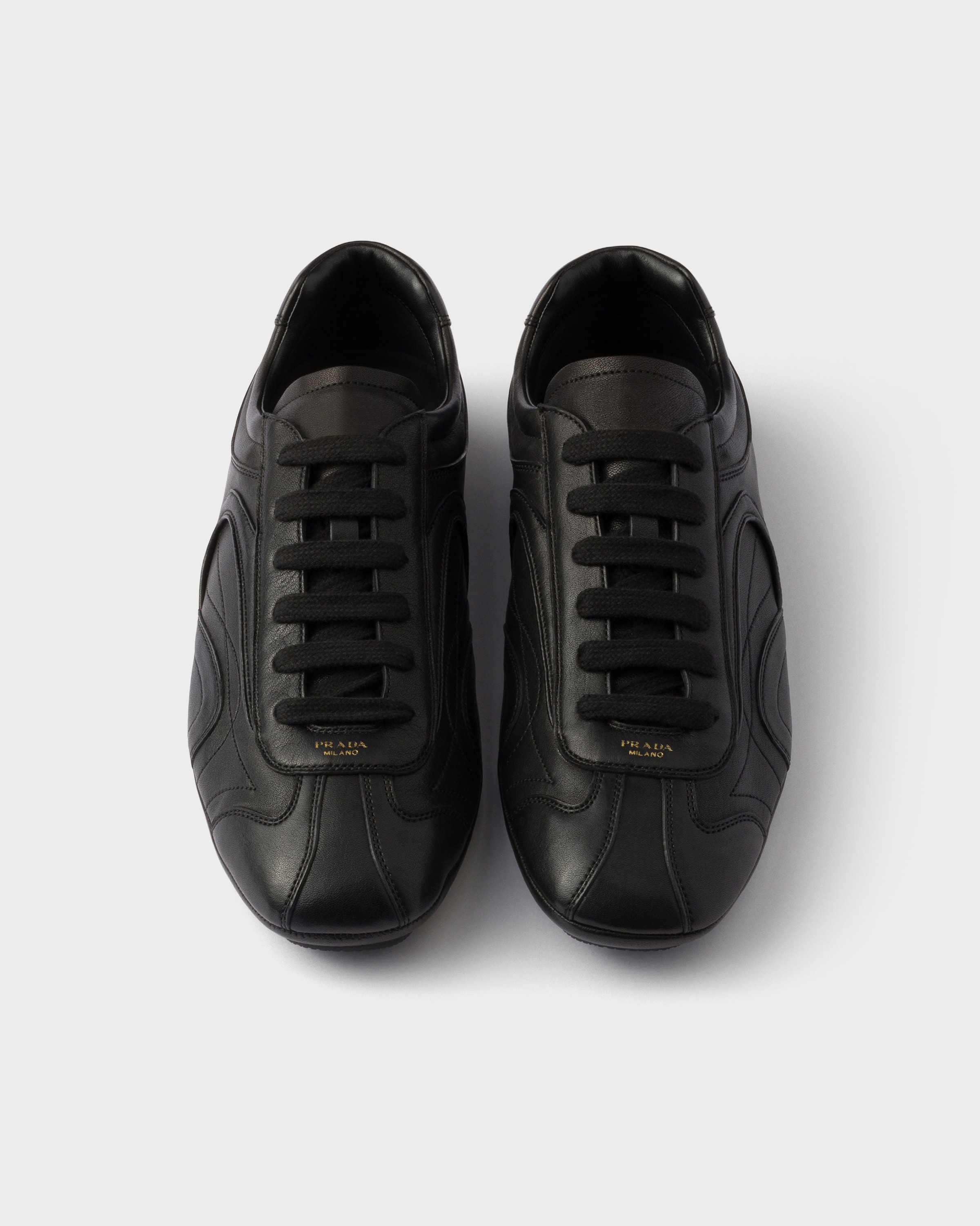 Ⓜ️ Men’s Vintage Prada Milano Classic Black Leather Shoes Leather × Prada × Vintage PRADA BLACK SOLID CASUAL SHOES FOR  main image 2