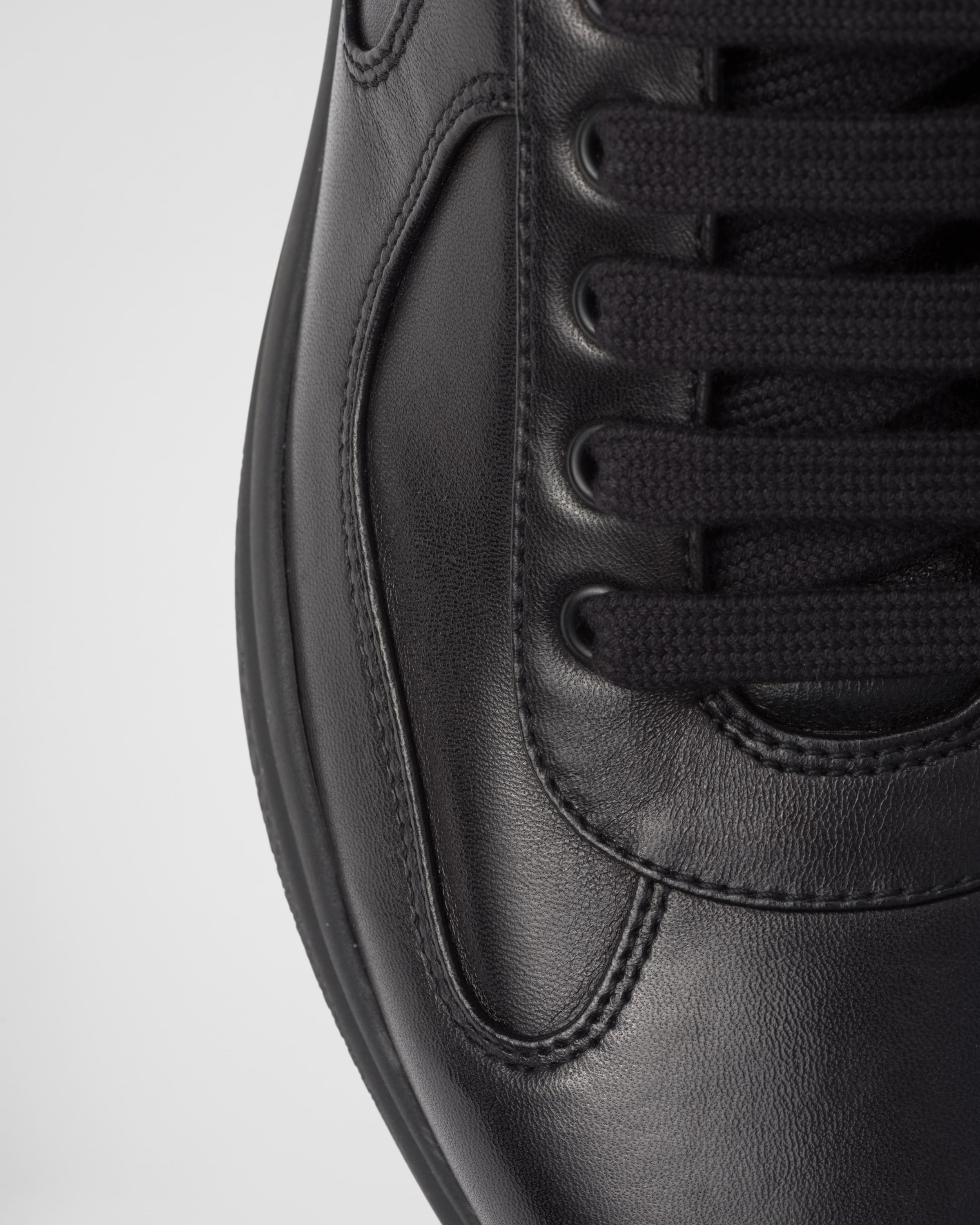 Prada Men\'s Black Nappa Leather Soft Sneakers 9 US (8 Prada) 2EE429 Black Nappa Leather Sneakers | PRADA - United States main image 2