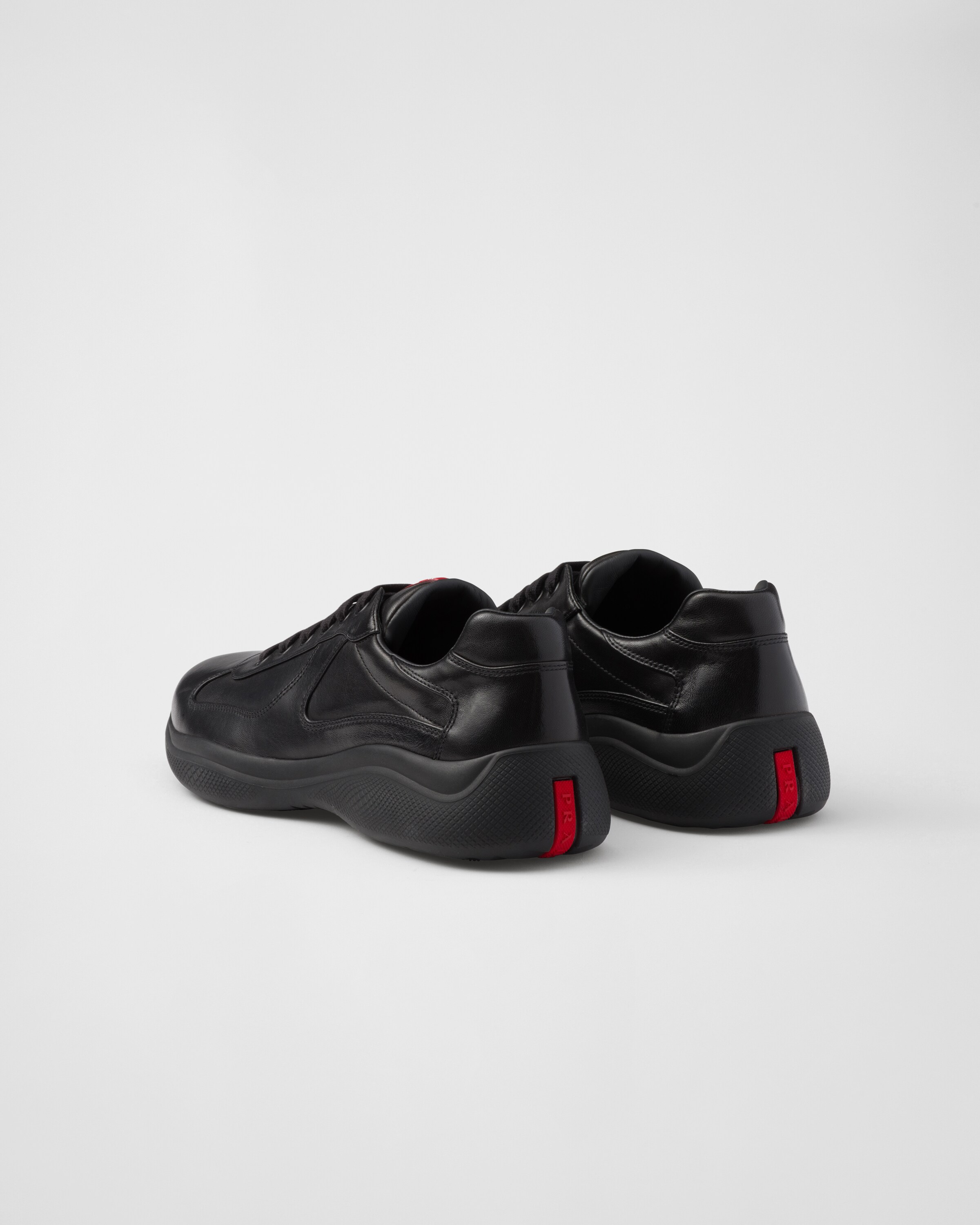 Shop Prada America's Cup Nappa Leather Sneakers In Black