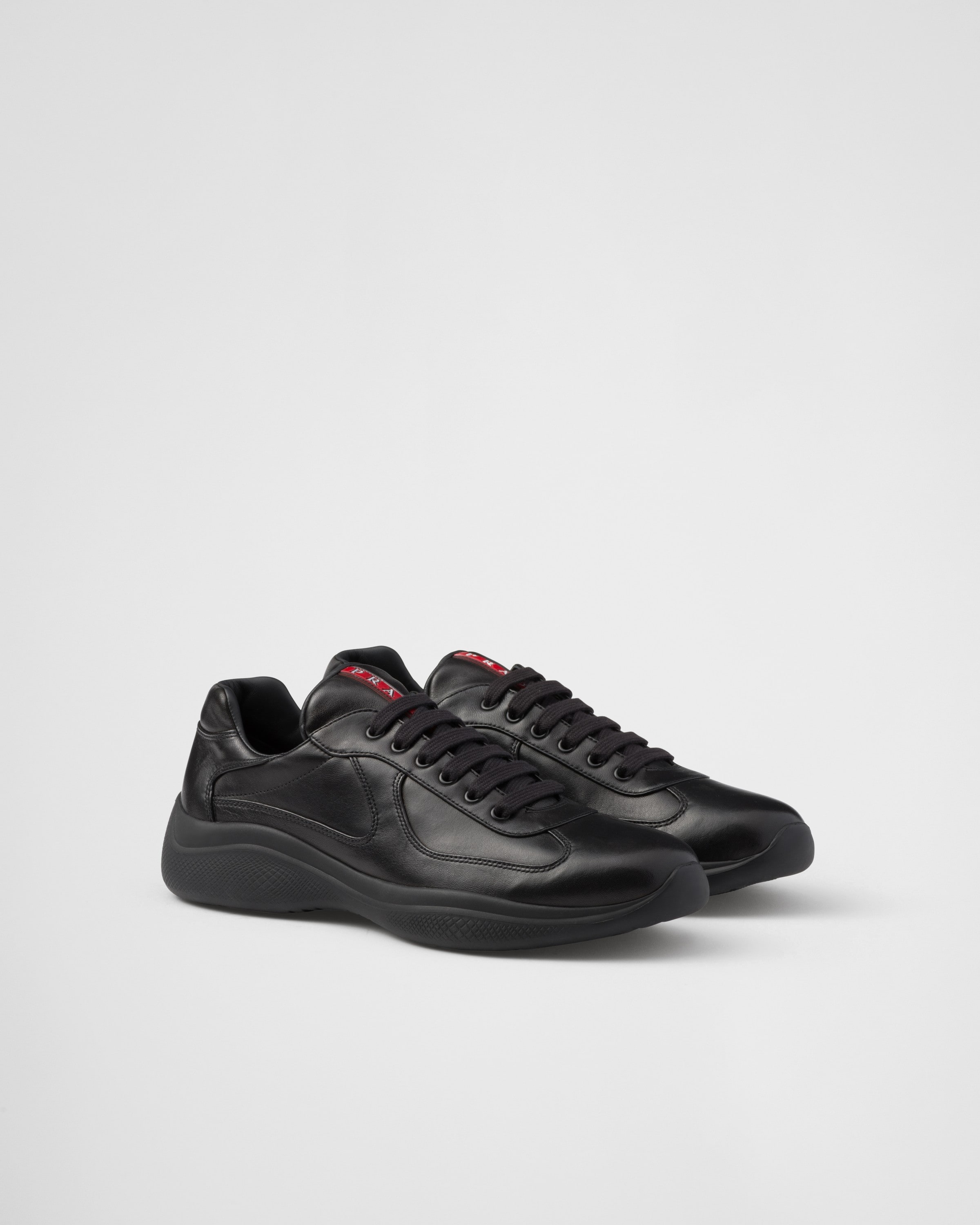 Shop Prada America's Cup Nappa Leather Sneakers In Black