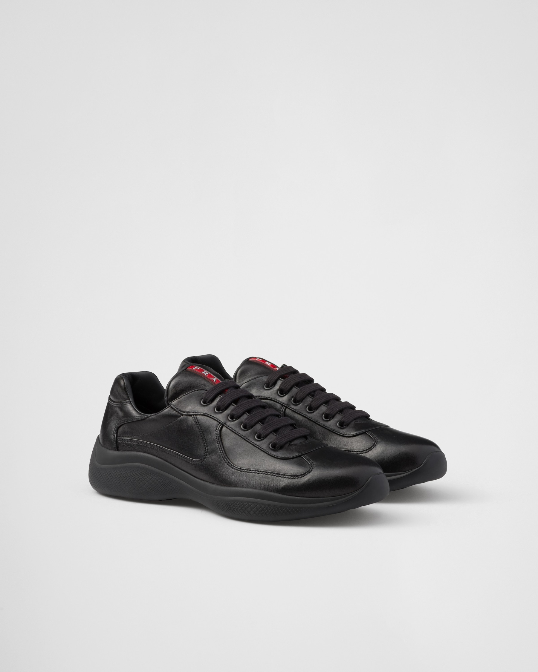 黑色 Prada America's Cup Nappa皮革运动鞋 | PRADA