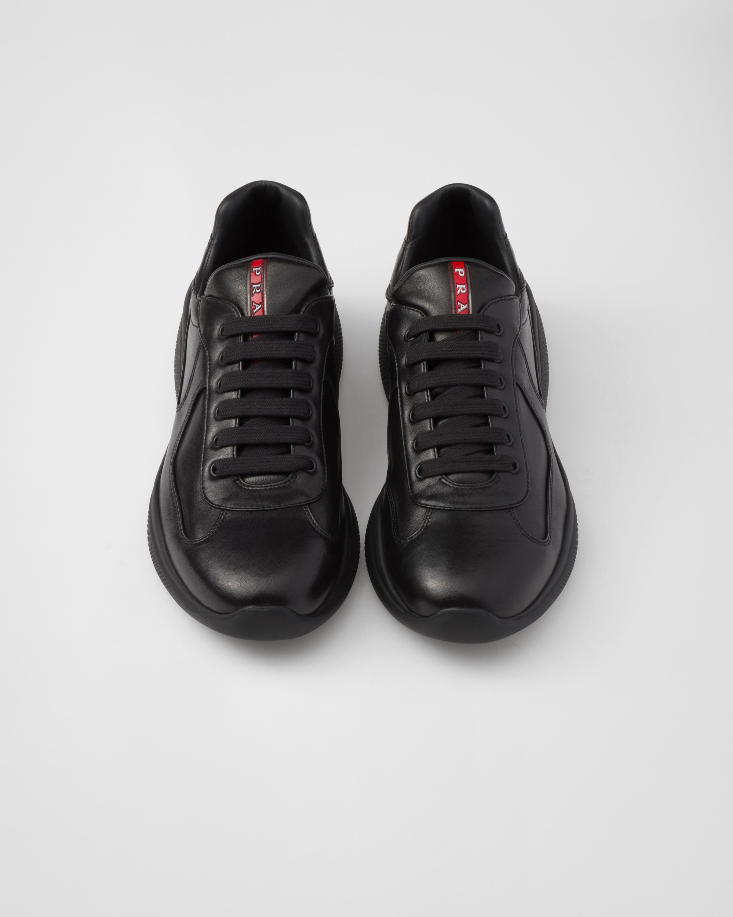 Shop Prada America's Cup Nappa Leather Sneakers In Black