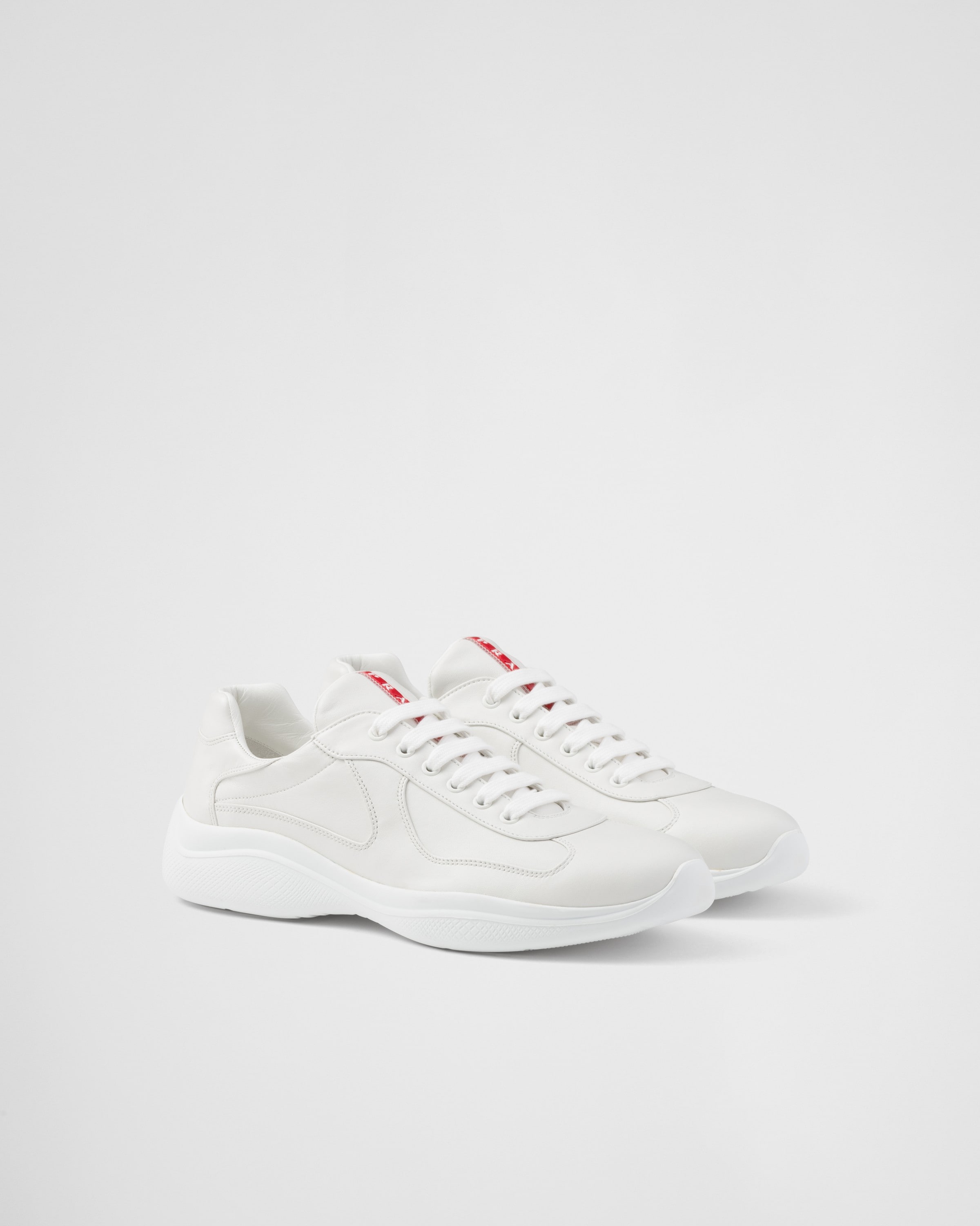 Prada Men's America's Cup Nappa Leather Sneakers In White