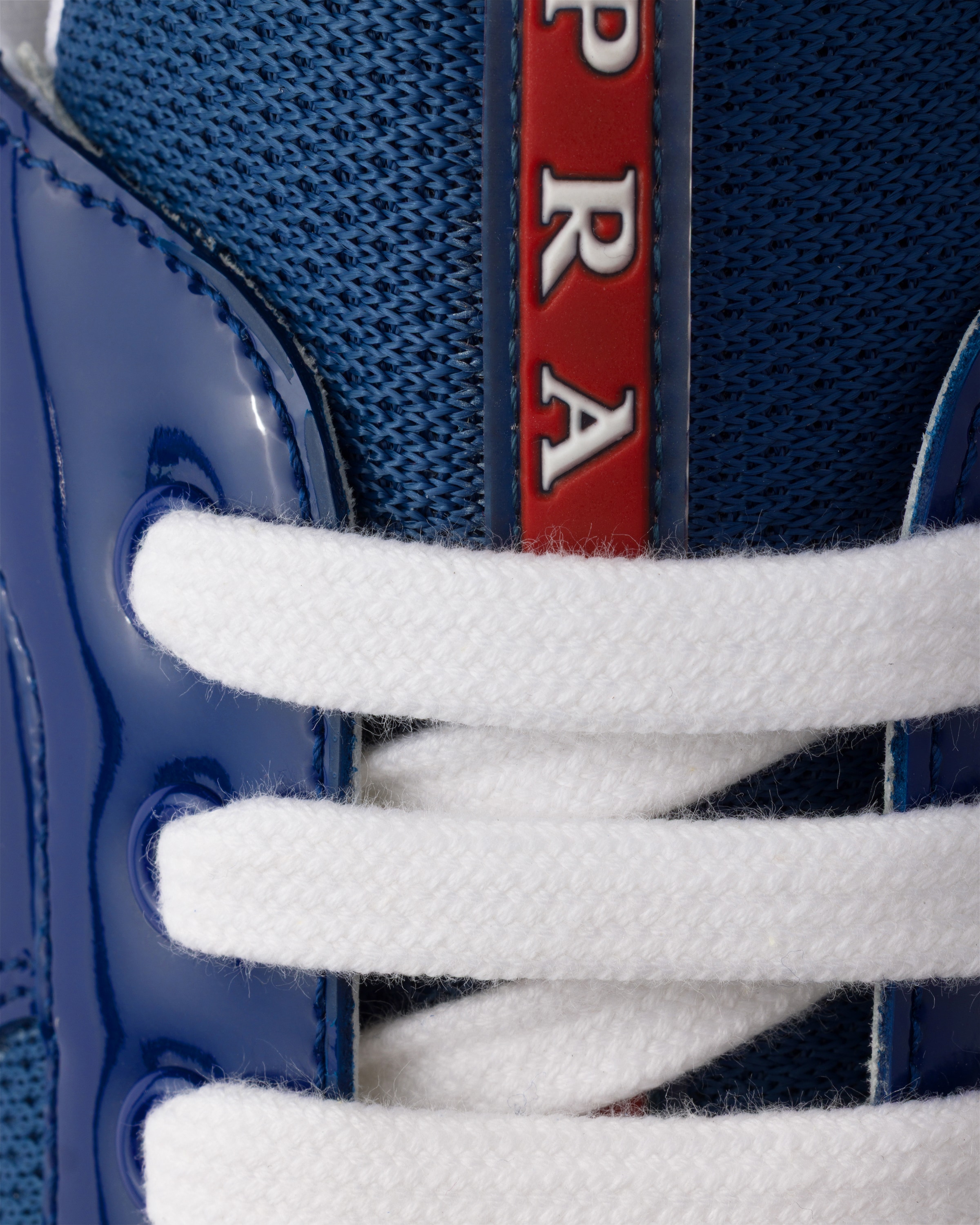 Sapphire/anthracite Patent Leather And Technical Fabric Prada