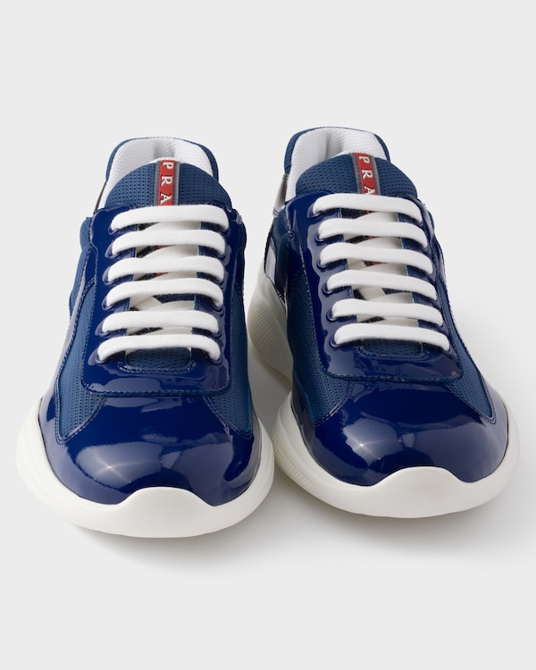 Patent leather and technical fabric Prada America's Cup sneakers - Sapphire/Anthracite Patent leather and technical fabric Prada America's Cup sneakers - Sapphire/Anthracite