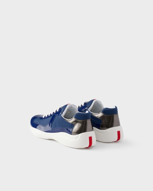 Patent leather and technical fabric Prada America's Cup sneakers - Sapphire/Anthracite Patent leather and technical fabric Prada America's Cup sneakers - Sapphire/Anthracite