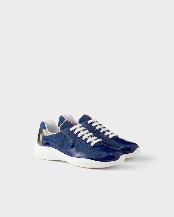Patent leather and technical fabric Prada America's Cup sneakers - Sapphire/Anthracite Patent leather and technical fabric Prada America's Cup sneakers - Sapphire/Anthracite