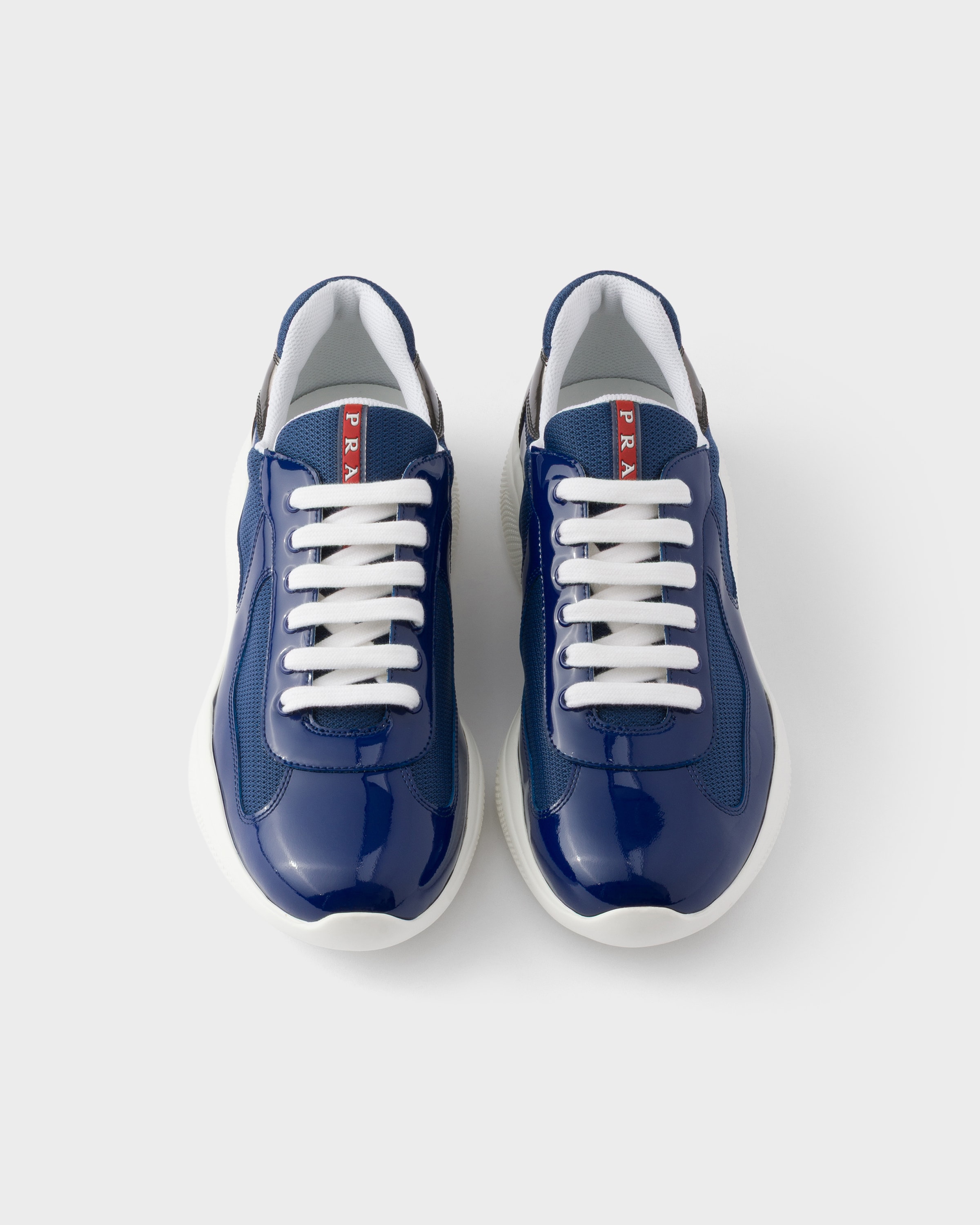 Sapphire/Anthracite Patent leather and technical fabric Prada
