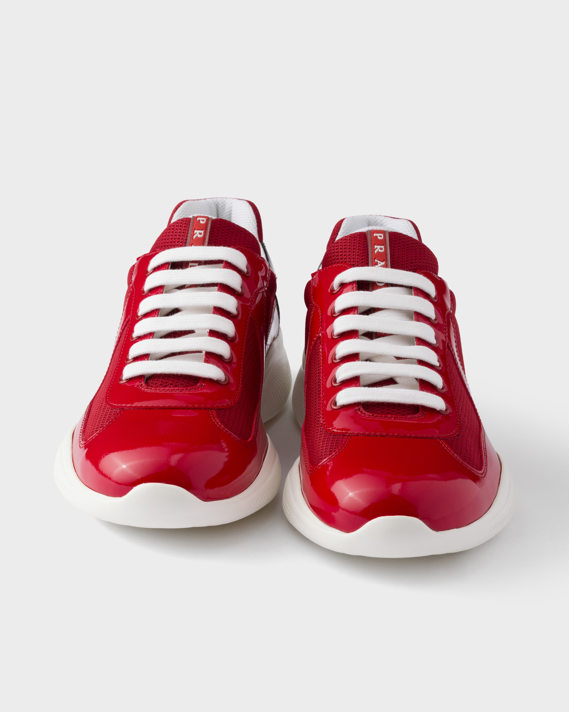 Red/anthracite Patent Leather And Technical Fabric Prada America's