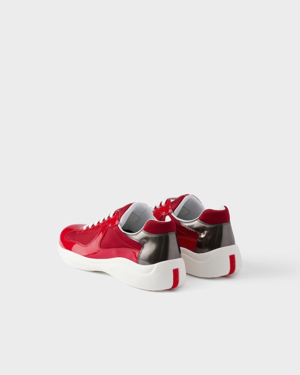 Patent leather and technical fabric Prada America's Cup sneakers - Red/Anthracite Patent leather and technical fabric Prada America's Cup sneakers - Red/Anthracite