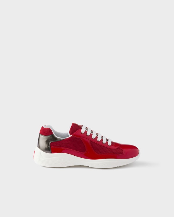 Patent leather and technical fabric Prada America's Cup sneakers - Red/Anthracite Patent leather and technical fabric Prada America's Cup sneakers - Red/Anthracite