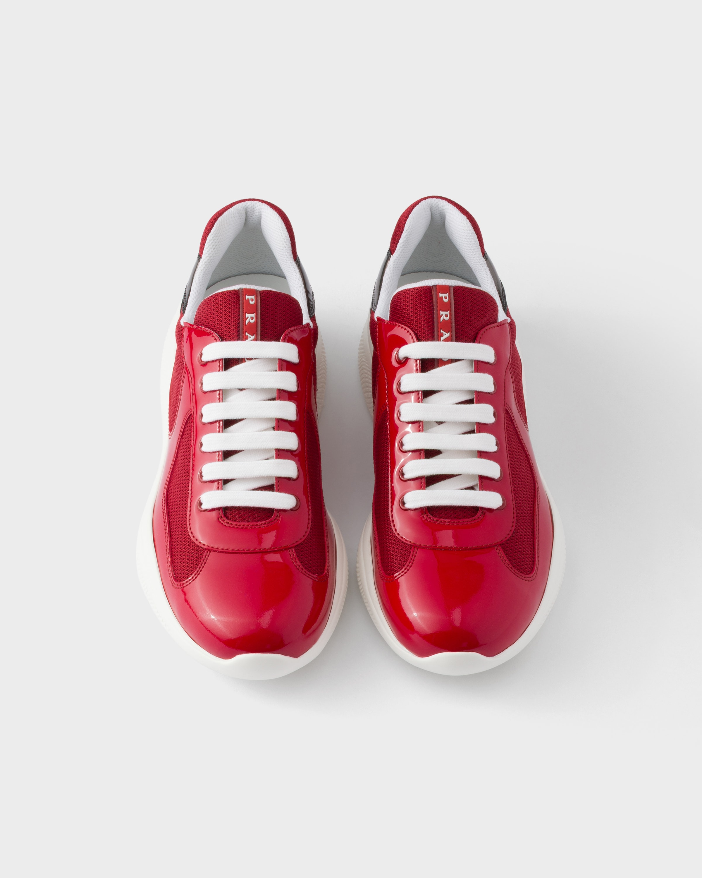 Red/anthracite Patent Leather And Technical Fabric Prada America's