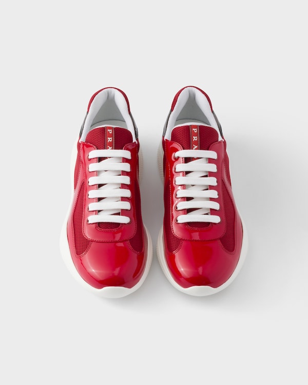 Patent leather and technical fabric Prada America's Cup sneakers - Red/Anthracite Patent leather and technical fabric Prada America's Cup sneakers - Red/Anthracite