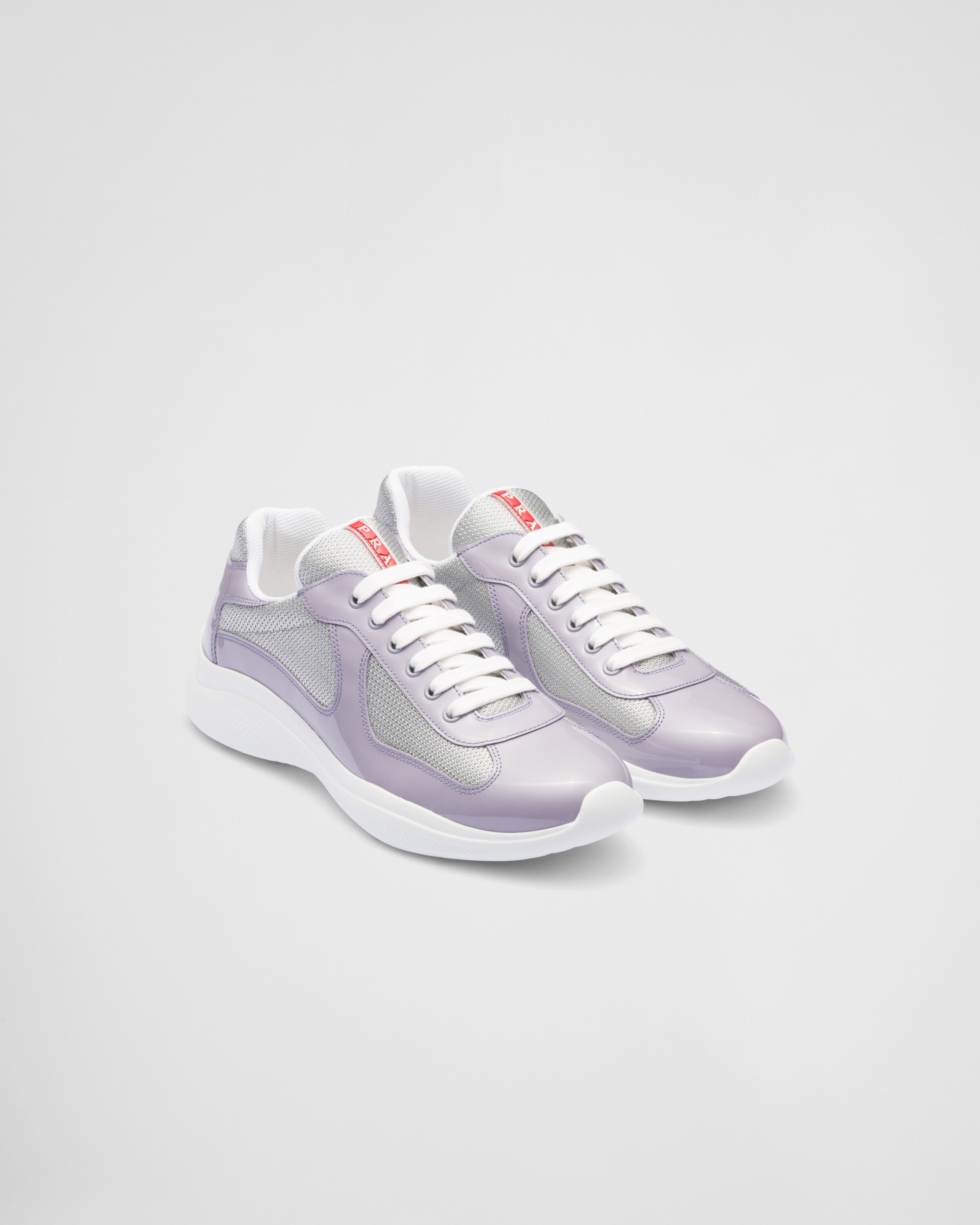 Prada America's Cup Patent Leather And Bike Fabric Sneakers In