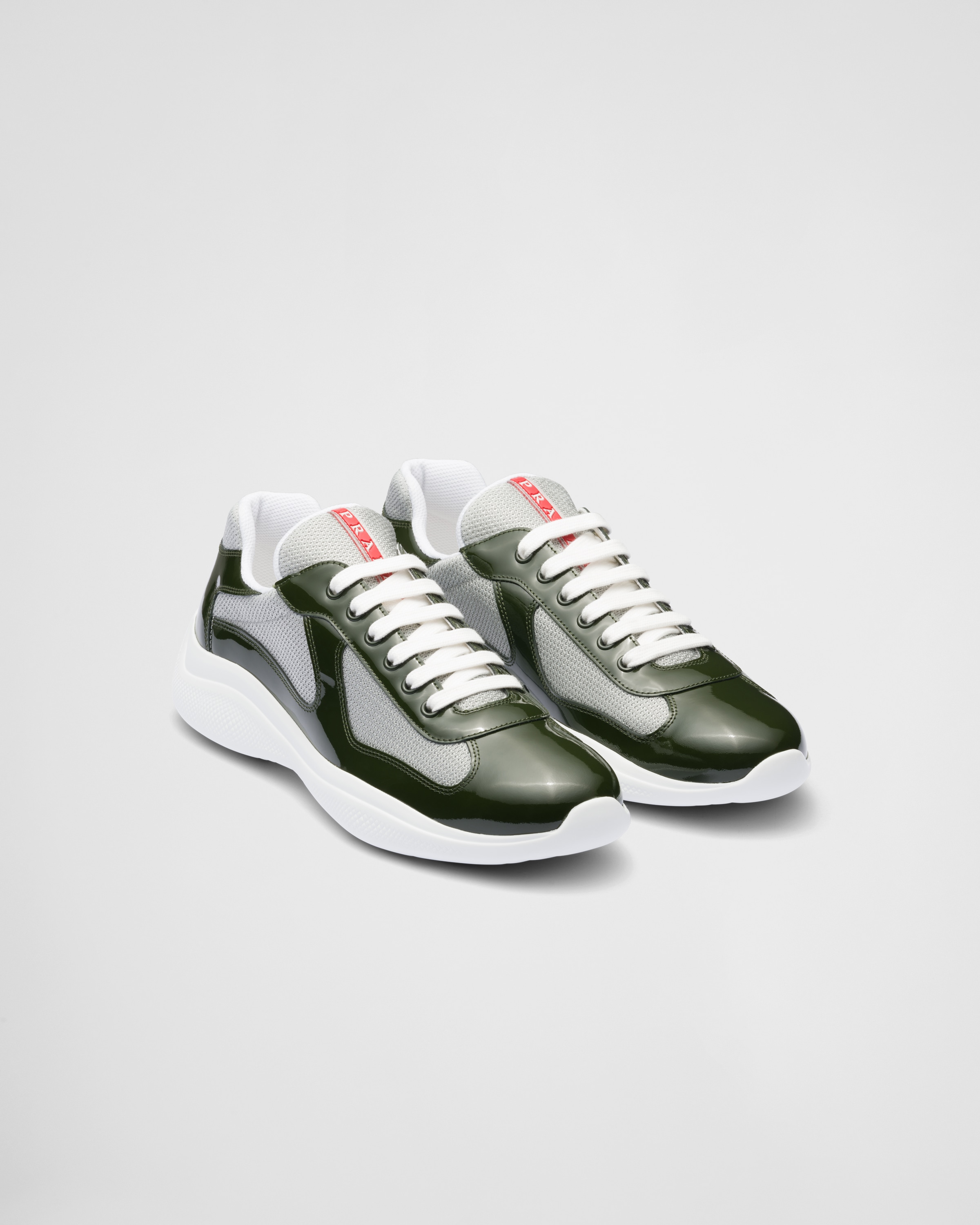 PRADA AMERICA'S CUP PATENT LEATHER AND BIKE FABRIC SNEAKERS 