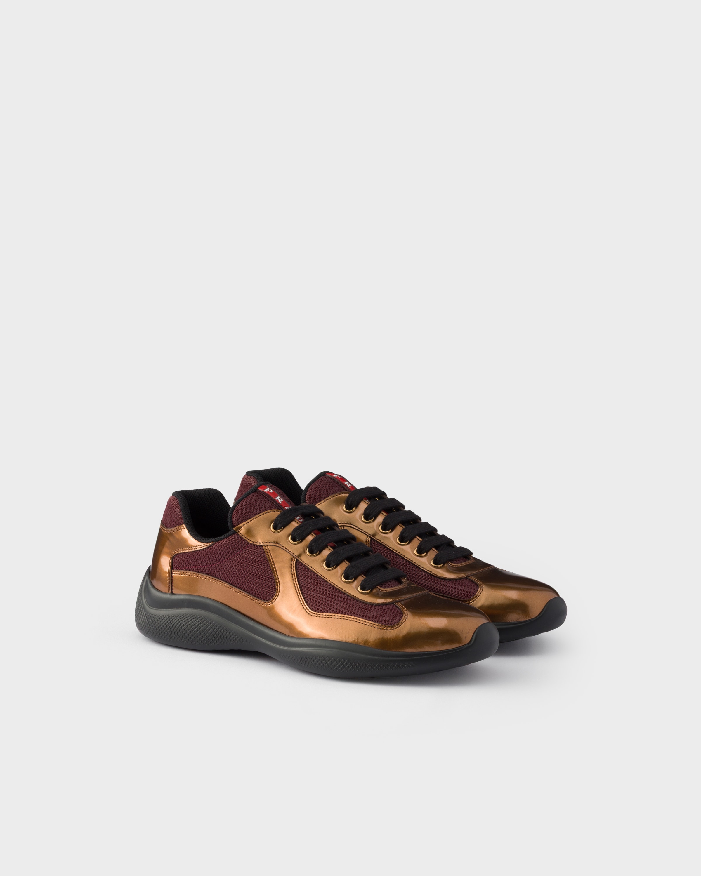 Brass/burgundy Prada America's Cup Metallic Leather And Bike